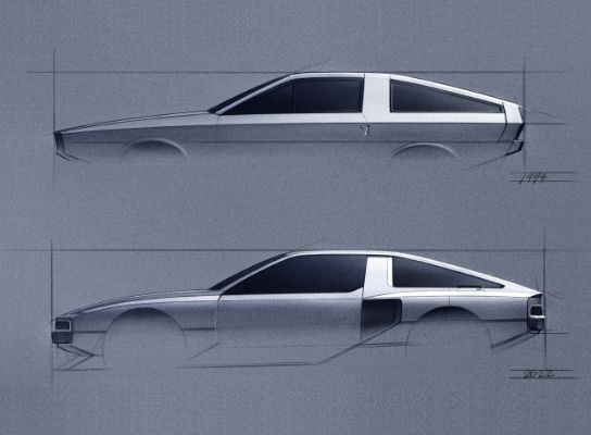 Sketches of the N Vision 74 and the Pony Coupe concept.